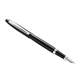 Amazon Basics - Penna stilografica ricaricabile, punta media, fusto in ottone, inchiostro nero
