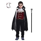 ZUCOS Bambini Ragazzi Vampiro Halloween Costume Gotico Classico Cosplay Dress up Set (4-6 anni)