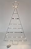 Albero di Natale in metallo da appendere, 83 cm, illuminato con 30 LED, decorazione da parete da...