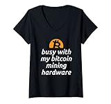 Donna Bitcoin Mining Hardware Crypto Coin Trading di valuta divertente Maglietta con Collo a V