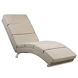 CASARIA Relax Lounger XXL London 186x89x55cm Tessuto Soggiorno Ufficio Indoor Chaise Longue Beige