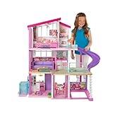 Barbie Casa dei Sogni, Casa a 3 Piani con 8 Stanze, Ascensore e Piscina con Scivolo, Oltre 60 Accessori,...