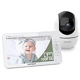 bonoch Baby Monitor Video e Audio, 7'' HD 720P con Schermo Diviso, 4000mAh Batteria, Monitor Baby Con...