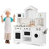 RELAX4LIFE Cucina Legno per Bambini, Set da Cucina Ben Attrezzato con Microonde, Forno, Lavatrice,...