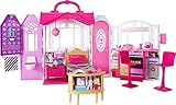 Barbie - Casa Vacanze Glam, Richiudibile, con Cucina, Camera da Letto, Bagno e Tanti Accessori,...