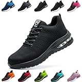 Scarpe Antinfortunistiche Uomo Donna Scarpe da Lavoroleggere Alte Comode Scarpe Sicurezza Nero EU 43