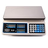 AMC Bilancia elettronica digitale da banco con 7 tasti di memoria, acciaio inox, 6 lcd, totale e peso...