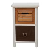 Rebecca Mobili Comodino piccolo bianco marrone, cassettiera 2 cassetti Urban, legno marrone bianco,...