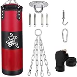 ZERUIDM Set di sacchi da boxe da appendere, non riempiti, pesanti sacco boxe per adulti e bambini, set da...