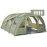 CampFeuer Tenda a tunnel tenda multipla per 4 persone | enorme vestibolo, 5000 mm di colonna d'acqua |...