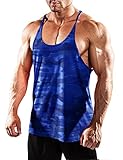 Muscle Alive Uomo Palestra Stringer Canottiera Cotone Bodybuilding Allenarsi Vest Camo Blu M