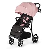 Kinderkraft Passeggino Leggero TRIG, Pieghevole, Posizione Distesa, Sospensione 4 Ruote, Bambini, Rosa