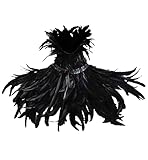 keland Costume di Halloween con Colletto di Piume e Scialli in Stile Gotico (nero-01)