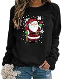 ORANDESIGNE Felpe a Maniche Lunghe con Stampa di alci di Natale Sweatshirt Girocollo Maglione Donna...