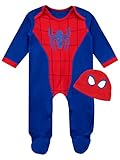 Marvel Tutine Neonato e Cappello Bambino | Body Neonato Spiderman Blu 0-3 Mesi