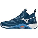 Mizuno Wave Momentum 2 Mid, Scarpe da pallavolo Unisex-Adulto, Darkdenim White Scarletibi, 41 EU