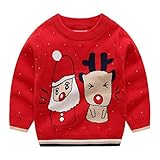 OFIMAN Maglione di Natale per bambini in maglia rossa brutta maglioni di Natale Babbo Natale renna...