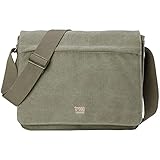 Troop London TRP0240 Classic Canvas Laptop Messenger Bag - Khaki