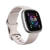 Fitbit Sense 2, White/Platinum, Smartwatch Unisex-Adult, Bianco Lunare/Alluminio Grigio Platino, One Size