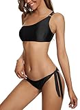 heekpek Costumi da Bagno 2 Pezzi Donna Costume Mare Due Pezzi Una Spalla Sexy Bikini Set Push Up...