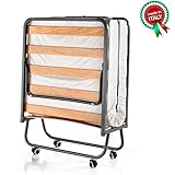 Goldflex - Brandina Pieghevole MOD. Emergency Bed a doghe in Legno Ortopedica con Ruote Compresa di...