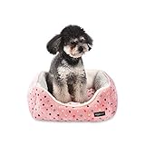 Amazon Basics Cuddler Cuccia per animali domestici per Cane o Gatto, Taglia S, rosa a pois, L 47 x P 37 x...
