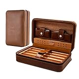 Ausemo Humidor da Viaggio Accendino Tagliasigari Umidificatore Rivestito in Legno di Cedro Vassoio...