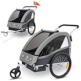 KESSER® Rimorchio per bambini da bicicletta Sport-RX 2 in 1 - funzione jogging - rimorchio porta-bambini...