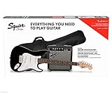 Squier by Fender Stratocaster Beginner Guitar Pack, tastiera in alloro, nera, con gig bag, ampli,...