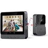 Campanello senza fili con telecamera 1080P Videocitofono senza fili con schermo IPS di 4.3 Nessun WiFi...