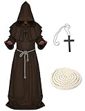 LATH.PIN Cosplay Mantello Medievale Vestito Halloween Abito con Cappuccio Costume da Frate Vestito...