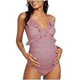 Topgrowth Costume Premaman Intero Bikini Donna Incinte Monokini Tankini Swimwear One Piece Ruffled Halter...