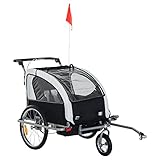 Outsunny - Rimorchio Porta-Bimbi Per Bicicletta, 2 In 1, Con Funzione Anche Di Passeggino - Nero E Bianco