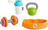 Fisher-Price - Set regalo Baby Muscoli, con 4 giocattoli a tema fitness con fascia indossabile, sonaglino...