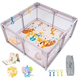 Akeraq Box Bambini con Materassino, Recinto per Bambini con Tappeto Imbottito, Box Bimbo Portatile con...