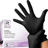 R MOVE 100 guanti in Nitrile Neri S senza polvere, senza lattice, ipoallergenici, guanti monouso per...