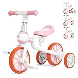 KORIMEFA Tricicli 4 in 1 Triciclo per Bambini per 2-4 Anni Bicicletta Senza Pedali da Pedale Rimovibile...