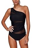 Socluer Donna Costume da Bagno Sexy a V in Mesh Beachwear Un Pezzo Senza Schienale Bikini