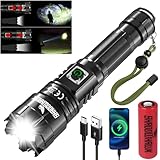 Shadowhawk Torcia LED Potente Professionale, Ricaricabile Torce Led Alta Potenza 500000 Lumen XHP70.2,...