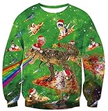 TUONROAD Donna Christmas Sweatshirt Pizza Dinosauro 3D Stampato Ugly Xmas Pullover Uomo Crewneck Funny...