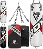 RDX Sacco da Boxe Pieno Adulti 5FT 4FT, 3PC Maya Hide Pelle Anti Oscillazione Pesante Bag Set con...