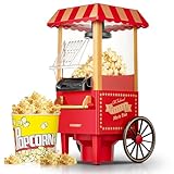 HOUSNAT Macchina Popcorn, Macchina per Pop Corn Retrò per la Casa Aggiornata, Aria Calda 1200W, Sana e...