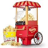 HOUSNAT Macchina Popcorn, Macchina per Pop Corn Retrò per la Casa Aggiornata, Aria Calda 1200W, Sana e...