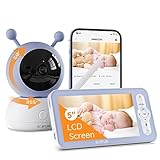 BOIFUN Video Baby Monitor, Schermo da 5 Pollici, 360° Tracciamento Automatico, Rilevamento di...