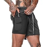 XDSP Pantaloncini Sportivi da Uomo, 2 in 1 Sport e Allenamento Fitness Shorts Jogging, Pantaloncini...