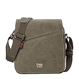 Troop London TRP0238 Classic Canvas Across Body Bag - Khaki