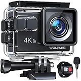 WOLFANG Action Cam GA100 4K 30FPS, 20MP WiFi PC Camera, Fotocamera per Casco, Subacquea 40M Impermeabile...