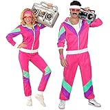 WIDMANN MILANO PARTY FASHION - Costume da tuta da ginnastica, rosa, completo anni '8, tuta da jogging,...