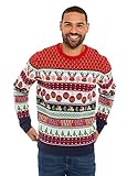 NOROZE, Maglione Natalizio Unisex, Fantasia Fair Isle, a Maglia Grossa, per Uomo e Donna (L, Renna Righe...