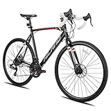 HILAND Bicicletta da corsa uomo 700C, telaio leggero in alluminio, con sistema di azionamento Shimano a...